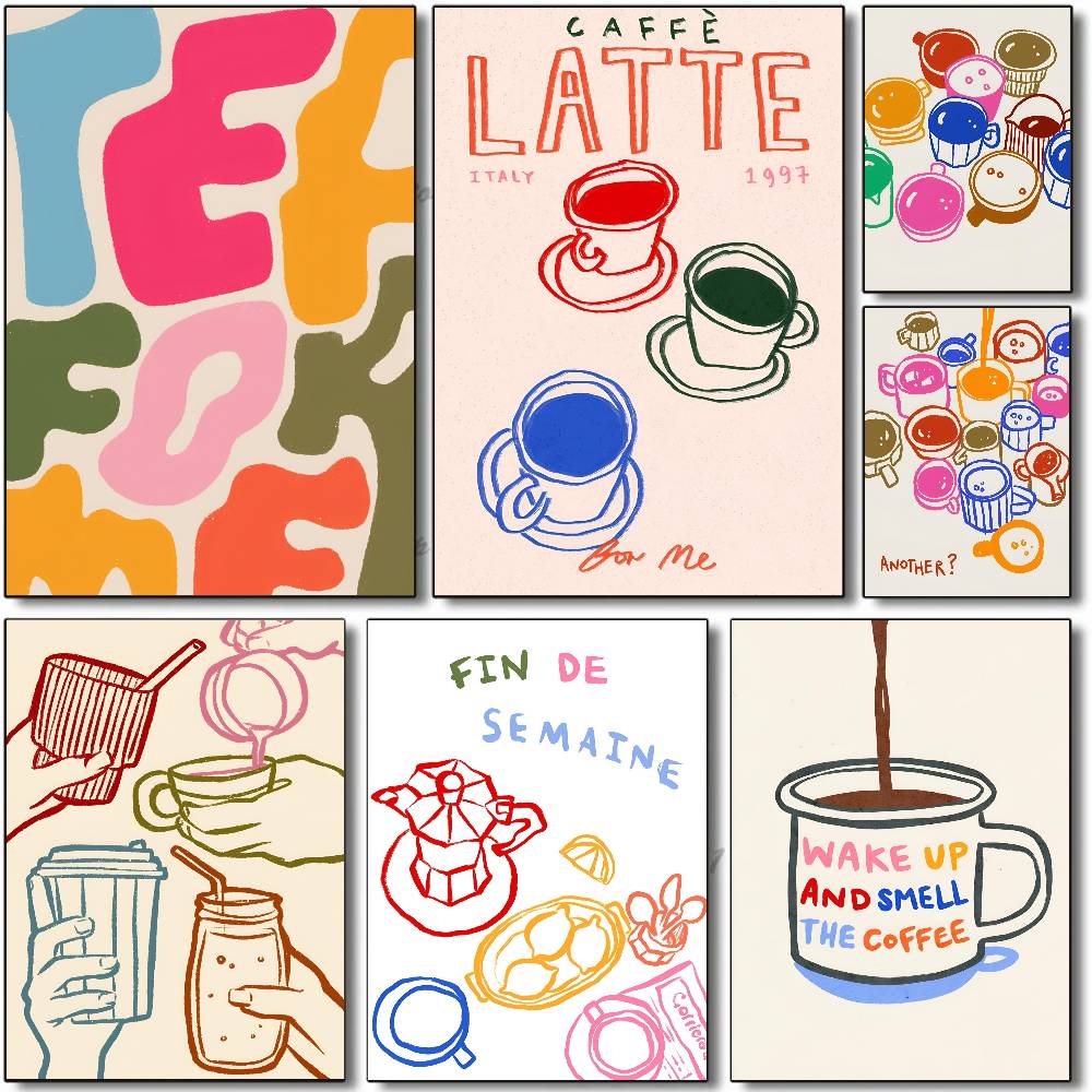 Affiche Murale Autocollante Es - Wallpaper Coffee And Tea avis et prix